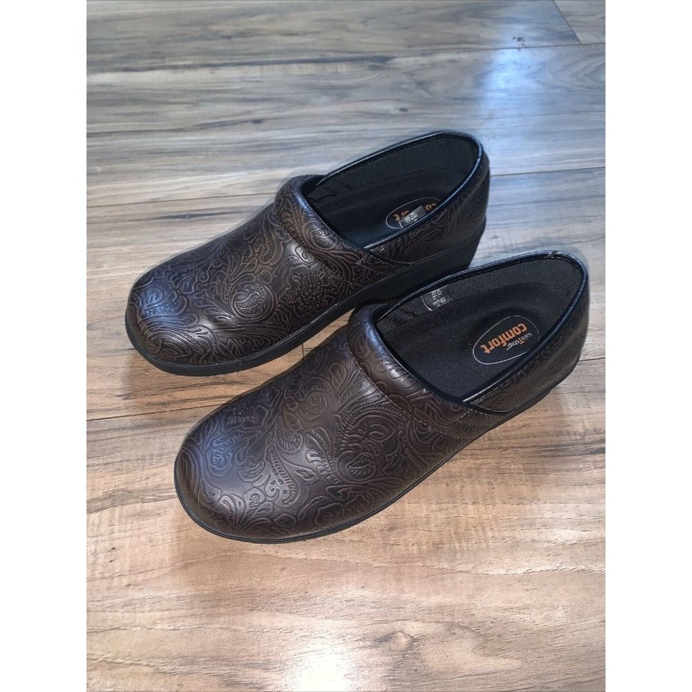 Safe T Step Womens Brown Paisley Non-Slip